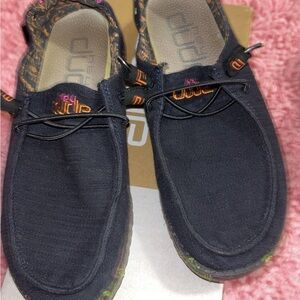 Hey Dude Black and Multicolor Slip-On Shoes